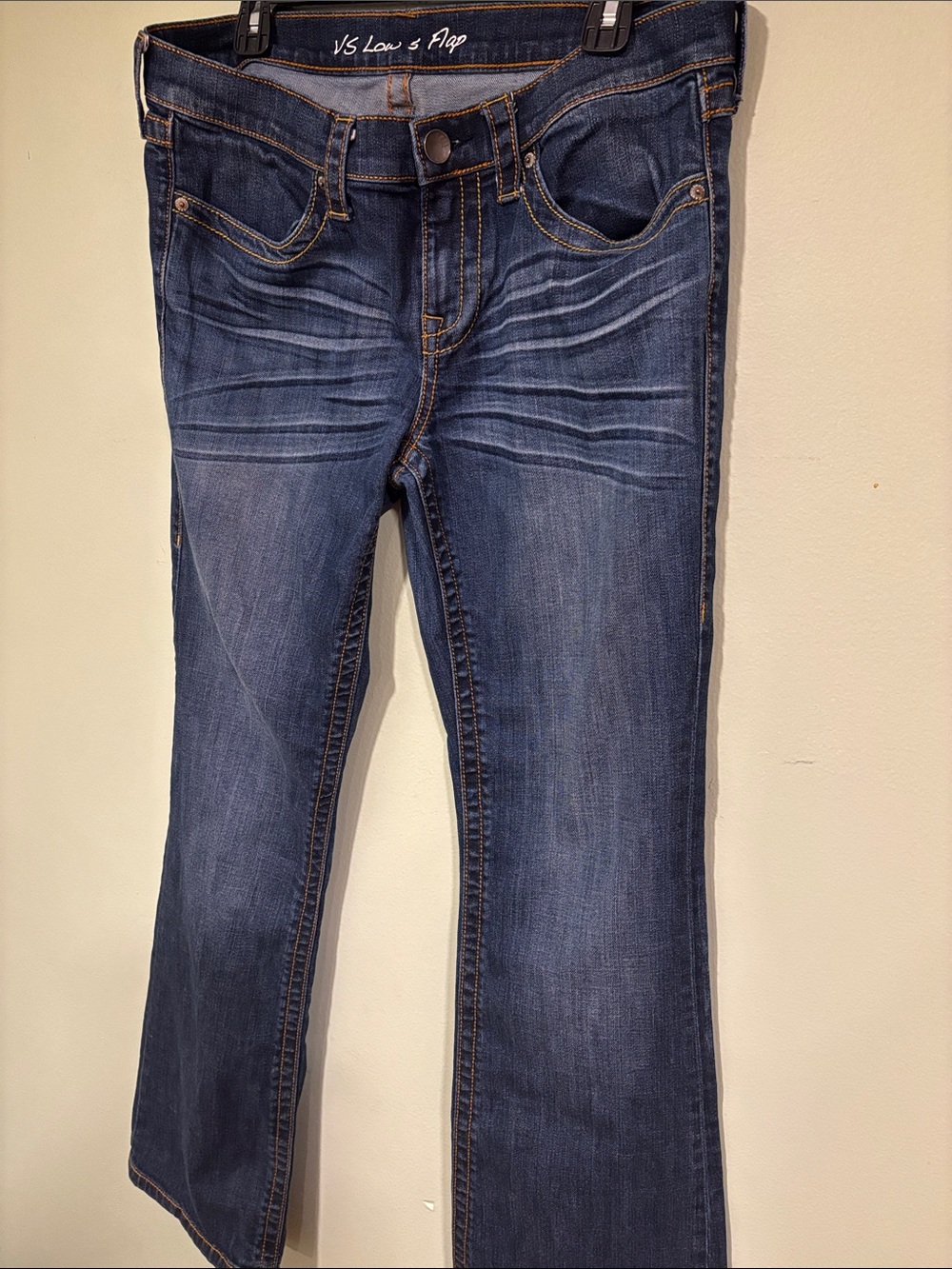 Victoria Secret Women's Dark Blue Stretch Bootcut Jeans - Y2K